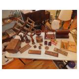 Table Lot of Wooden Items