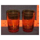Pair of Amber Tiara Glass Jack & Jill Cups