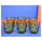 Six Green Fostoria Argus Juice Glasses