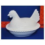 Milk Glass Hen on Nest