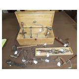 Wood Tool Box w/ Old Tools