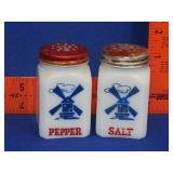 Pair of Milk Glass Salt / Pepper