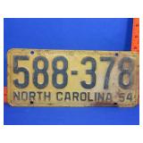 1954 NC Car Tag