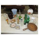 Lot of Glassware w/ Cast Iron Pan