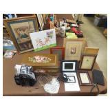 Table Lot w/ Picture Frames, Decorative Box, Etc