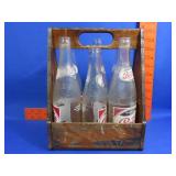 Wood Pepsi 6 Bottle Carrier w/ Bottles