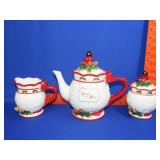 Craker Barrel Season Of Peace 3pc Tea Set