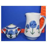 Louisville Stoneware Pitcher & Sugar