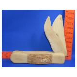 Wood Carved Case Pocket Knife