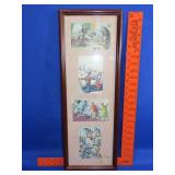 4 Framed Vintage Cat Postcards