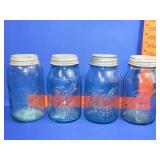 4 Blue Mason Quart Jars