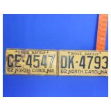 2 - 1962 NC Car Tags