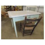 Enamel Top Table w/ Chair
