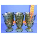 6 Fostoria Argus Green Iced Tea Glasses