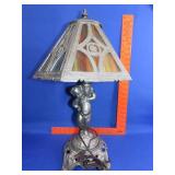 Cherub Base Slag Glass Lamp (22")