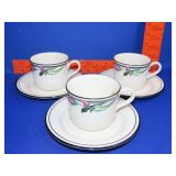3 Lenox Midnight Blossom Cup & Saucers