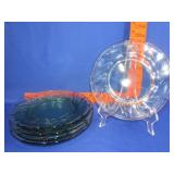 6 Fostoria Jamestown Green Plates 8"