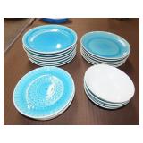 21 pc  Euro Ceramica Torquoise Dinnerware