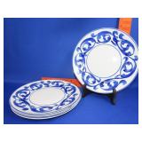 4 Royal Cauldon Blue Scroll Plates 10"