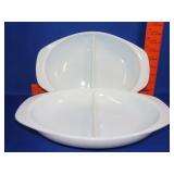 2 Pyrex Divided Casseroles