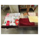 Table Lot of Rugs & Linens