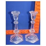Pair of Glass Candle Sticks