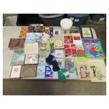Table Lot w/ Books, Puzzles & Occasional Cards