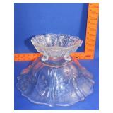 2 Etched Glass Bowls - 12" & 7"