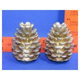 Pair of Metal Pinecone Candle Holders