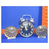 3 West Clox Clocks - 1 Alarm & 2 Baby Ben