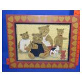 Framed Teddy Bear Wall Art - 14"x11"