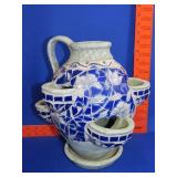 Blue & White Tile Strawberry Pot