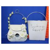 Metal Planter & Birdhouse