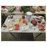 Table Lot w/ Glassware, Household & Misc