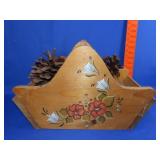 Painted Wood Caddy/Magazine Box w/ Pine Cones