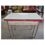 Vintage Draw Leaf Porcelian Top Table w/ Drawer