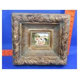 Framed Rabbit Oil On Baord - 10"x10"