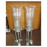 Pair of Metal & Glass Lamps - 24"