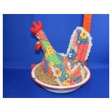 Enamel Bowl w/ Cloth Hen