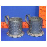 Pair of Punched Tin Candle Holders