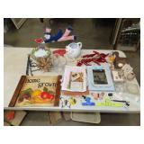 Table Lot w/ Glassware, Decor & Household