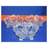 3 Footed Glass Bowls - 5"