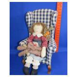 Wing Back Doll Chair w/ Doll