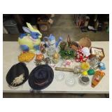 Table Lot w/ Glassware, Decor & Household