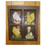 Wood Chicken Painted Windown Pane - 20"x24"