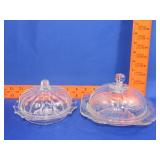 2 Glass Butter Dishes