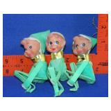 3 Vintage Christmas Elves