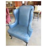 Leather Style Queen Anne Wing Back Chair
