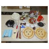 Table Lot w/ Glassware, Decor & Household