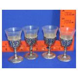 4 Price Imports Silver Plate Cordial Glasses